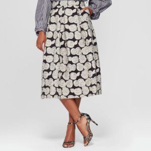 Who What Wear Woven Floral Birdcage Midi Skirt 14